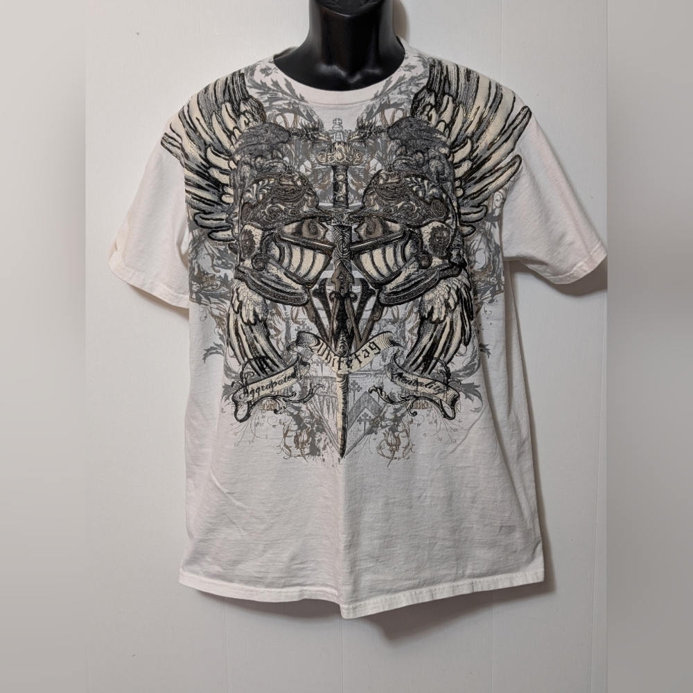 Men's White Tag Aggravated Mentality Affliction Type Y2K Knights White Size XL